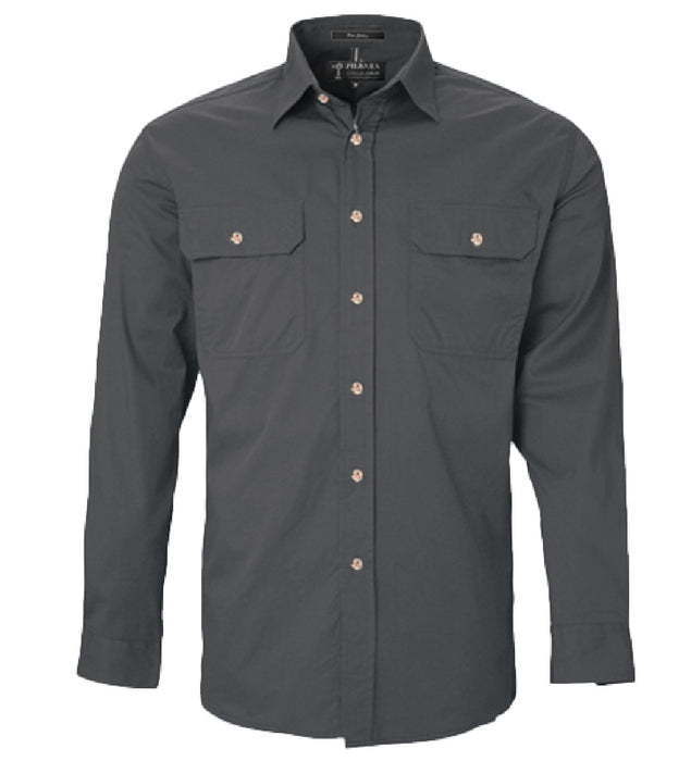 Pilbara Men's Long Sleeve Open Front Shirt