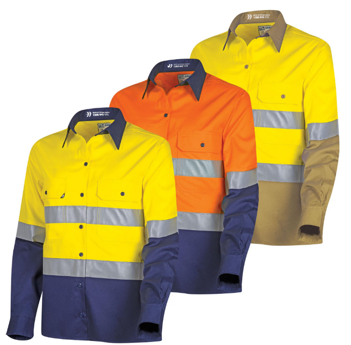 Tru Workwear Womans Lightweight Vented Hi-Vis Drill Shirt with Reflective Tape