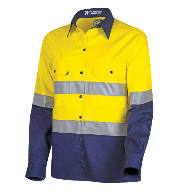 Tru Workwear Womans Lightweight Vented Hi-Vis Drill Shirt with Reflective Tape