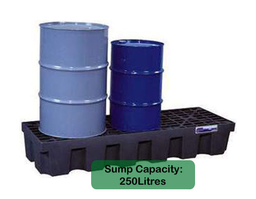 28703 3 Drum Spill Pallet In-Line Polyethylene Low Profile