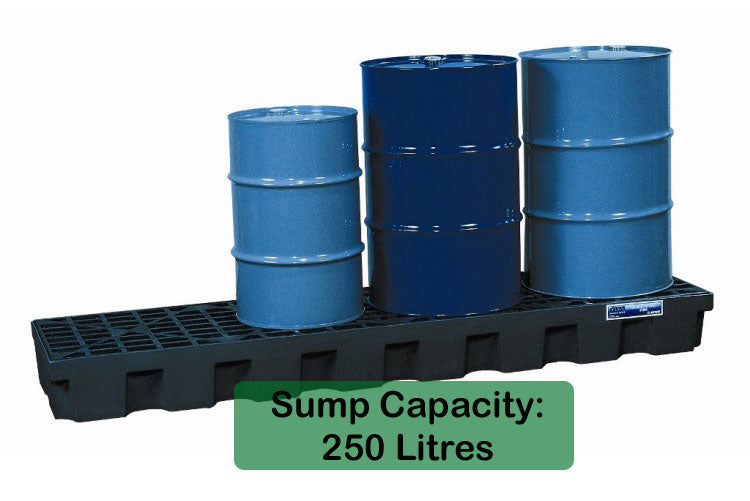 28704 4 Drum Spill Pallet In-Line Polyethylene Low Profile