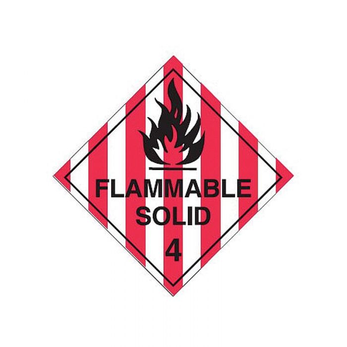 Dangerous Goods Labels - Flammable Solid 4 - Self Adhesive Vinyl