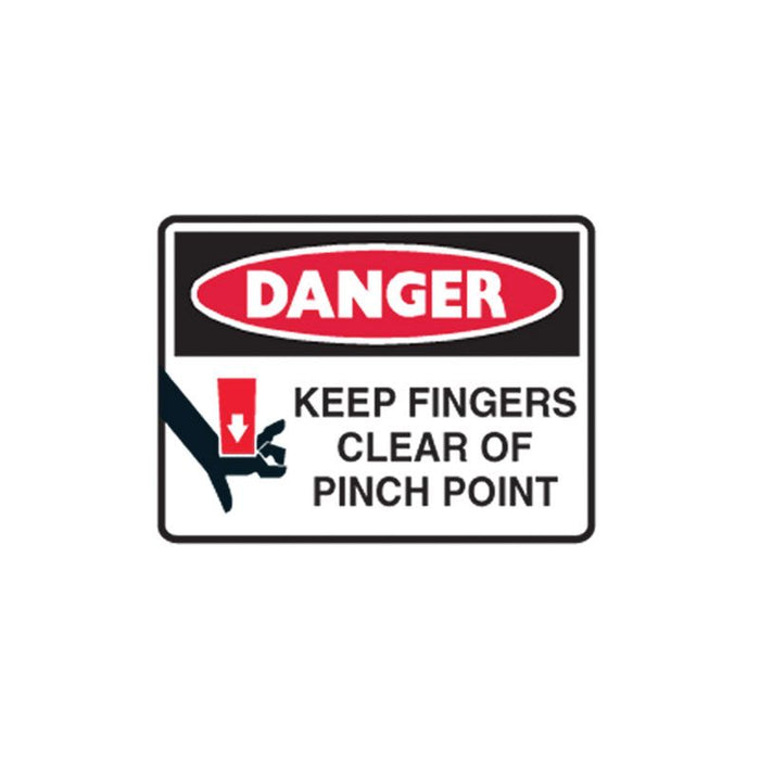 Danger Keep Fingers Clear Of Pinch Point Sign - Self Adhesive Vinyl
