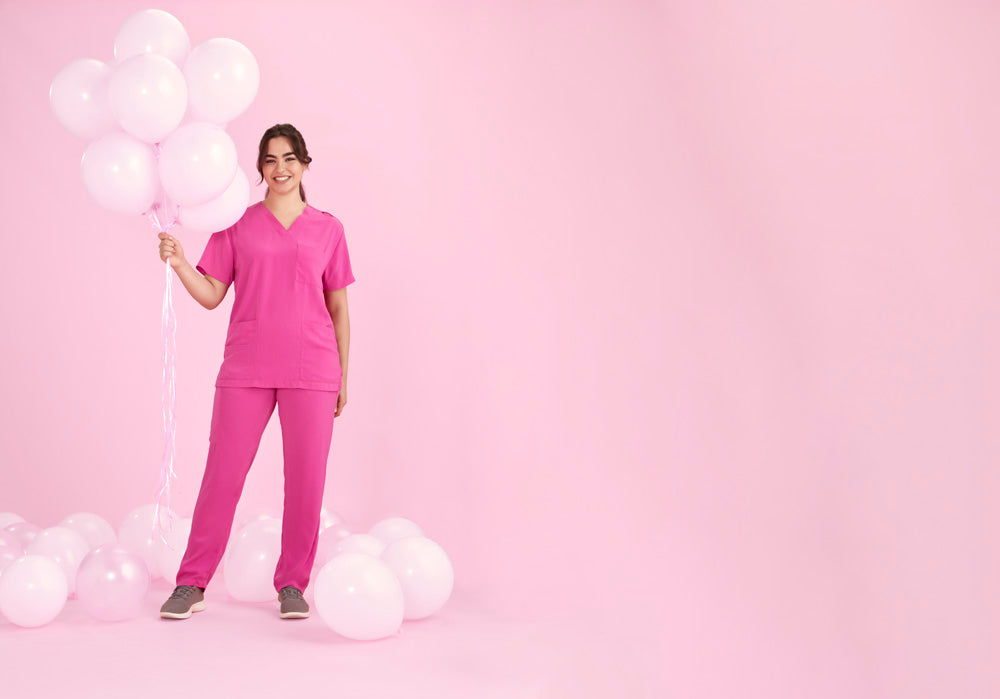 Bizcare Unisex Pink Scrub Pant -Breast Cancer Foundation