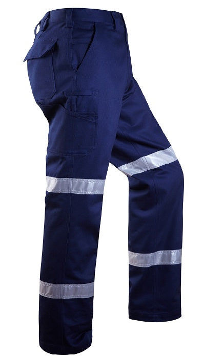 Cotton Drill Cargo Pants Trousers with Day Night Reflective Tape