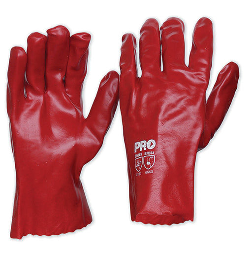 Red PVC Gloves 27cm Length