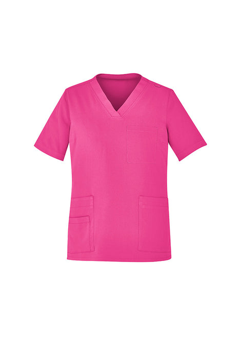 Bizcare Unisex Pink V-Neck Scrub Top -Breast Cancer Foundation