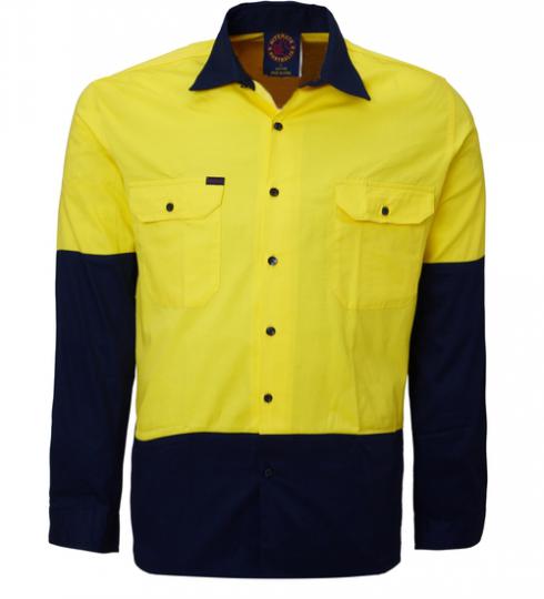 Ritemate Vented Long Sleeved Hi Vis Shirt 2 Tone